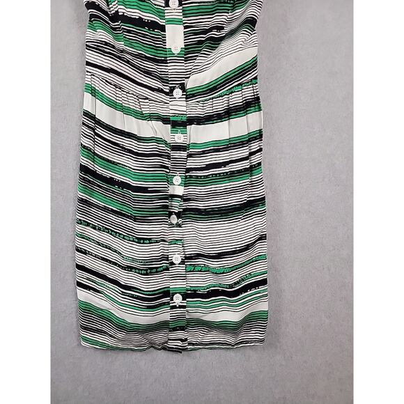 Staring At Stars White Green Striped Criss Cross Cutout Dress Medium Pockets - Picture 5 of 10
